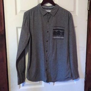On the Byas Gray Patterned Native American Print Pocket Button Down Shirt Mens L